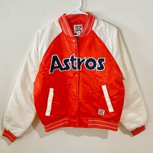 Vintage Astros Orange and White Cooperstown Varsity Jacket MLB
